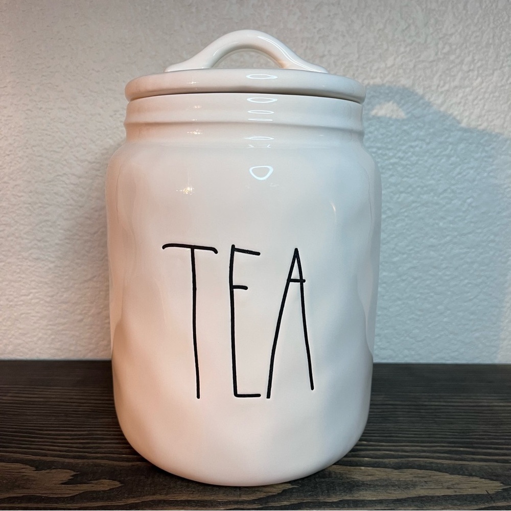 Rae Dunn TEA Canister 2016 Release by Magenta LL White Ceramic Farmhouse Decor
